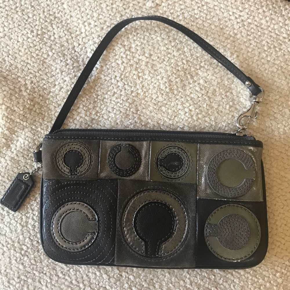 Coach wristlet Leather and suede